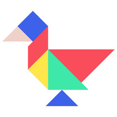 Tangram duck flat illustration