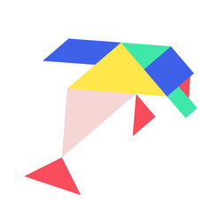 Tangram dolphin flat illustration