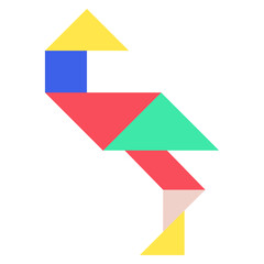 Tangram flamingo flat illustration