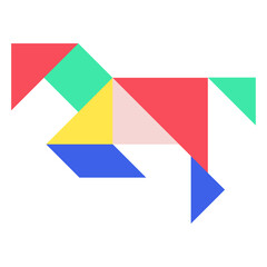 Tangram horse flat illustration