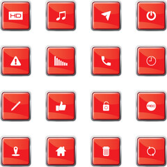 The red square button has several symbols