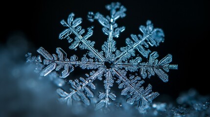 Macro Magic Detailed Snowflake in Winter Wonderland