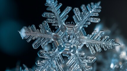 Icy Marvel Exquisite Snowflake Details in Macro