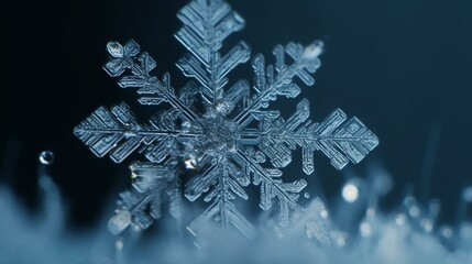Frosty Elegance Macro Snowflake in Winter's Embrace