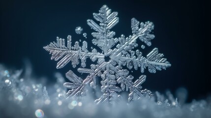 Nature's Crystal Close-up View of a Winter Snowflake