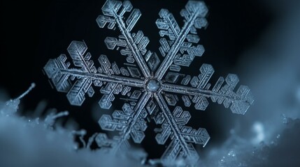 Winter's Frozen Art Close-up of a Delicate Snowflake