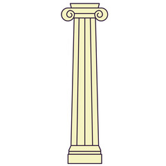 Ionic column line filled illustration