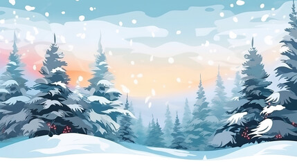 Winter Decorative christmas tree holiday card background. Generative Ai