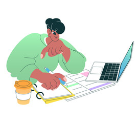 Student studying and taking notes