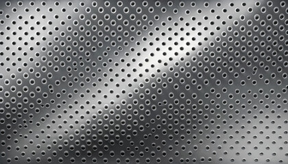 vector Background in silver and gray colours, consisting of a perforated metallic surface with holes and one horizontal polished plate located below, with a metal texture, glares and shiny edges high 