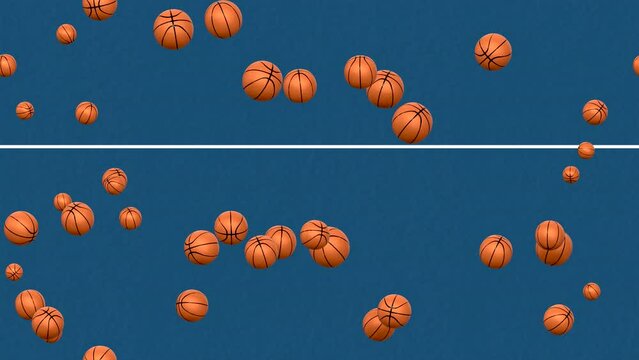 Basketball Ball Bounce Background (on blue court) LOOP-TILE. This footage is loopable and tileable and can create an infinite seamless background texture.
