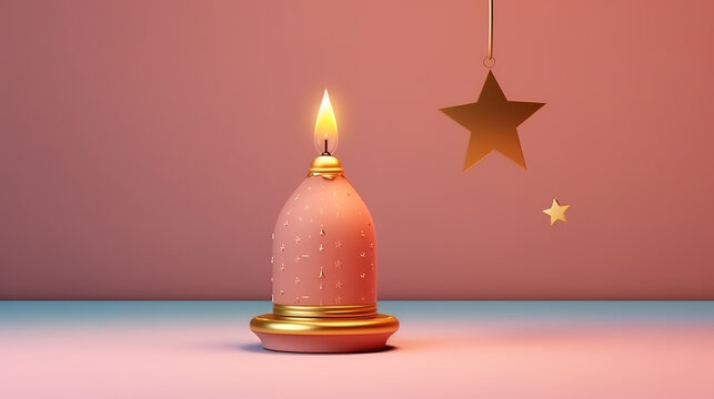 Flat christmas parol illustration. Generative Ai