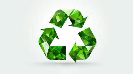 Obraz premium A clean and simple image featuring a prominent green recycling sign against a pristine white background, highlighting the concept of eco-friendly practices.