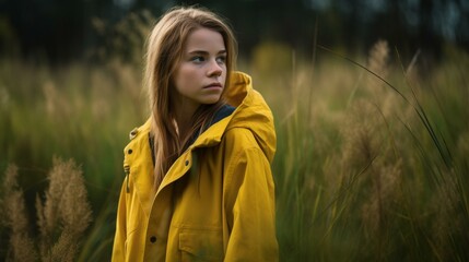 Nature's Embrace Moody Fall Scenery with a Young Adventurer