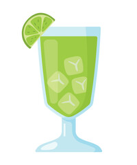 Green Cocktail Drink and Beverage Vector Illustration for Summer and Bar Party