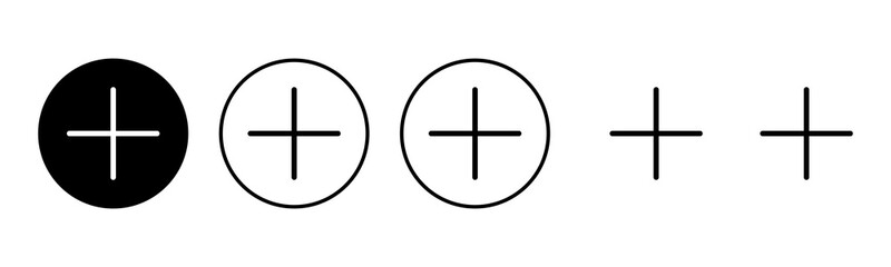 Plus Icon set illustration. Add plus sign and symbol