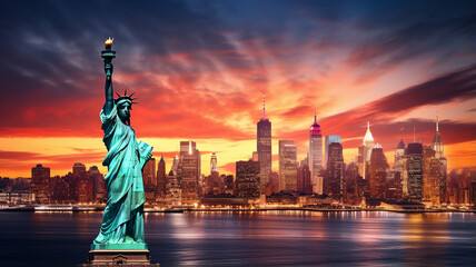 statue of liberty in new york - obrazy, fototapety, plakaty