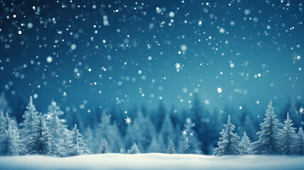 Seamless blue Christmas background with falling snow