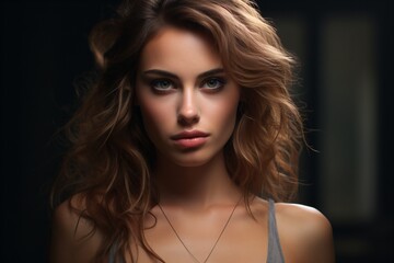 Fototapeta premium Portrait of a beautiful woman with intense and serious expression look