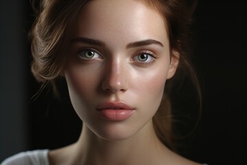 Fototapeta premium Portrait of a beautiful woman with intense and serious expression look
