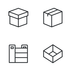 Boxes Vector Line Icons Set.