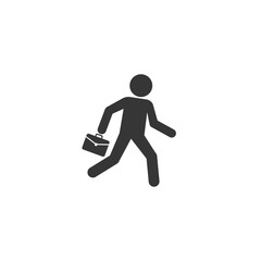 Business icon vector illustration of a businessman running with briefcase, business, energetic, dynamic concept