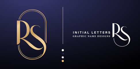 Initial Letter R and S Logo Design with Elegant Golden Colors for Corporate Business Identity, advertisements materials, collages prints, ads campaigns marketing
letterpress golden foil business cards - obrazy, fototapety, plakaty