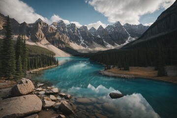 Fototapeta na wymiar Mountain landscape with blue lake