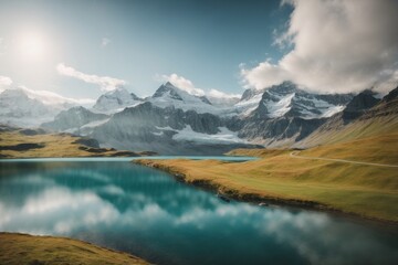 Fototapeta na wymiar Mountain landscape with blue lake