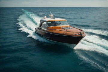 Fototapeta premium Boat in the sea. Boat on the background of the sea.