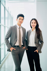 asian businesswoman with co-worker in an office