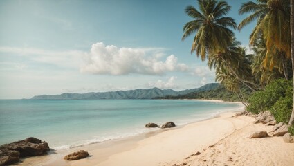 Fototapeta na wymiar Beautiful tropical beach and sea with coconut palm tree