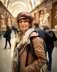 Fototapeta premium woman traveling alone in city