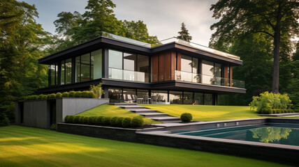 modern house a sleek and minimalist architectural masterpiece, AI Generative.