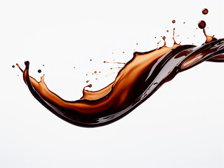 Soy sauce poured in splashes, isolated on white background, generative ai