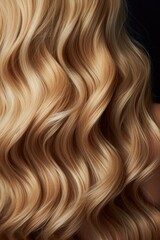 Fototapeta premium The texture of the blonde's wavy hair, close-up.
