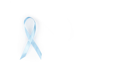 World diabetes day, blue ribbon awareness symbol, isolated on white background with space for text