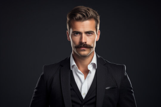 Portrait of a young handsome man with a beautiful moustache for Movember , prostate cancer awareness month