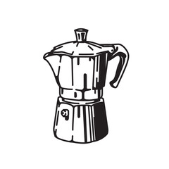 Moka Pot Illustration with line art style