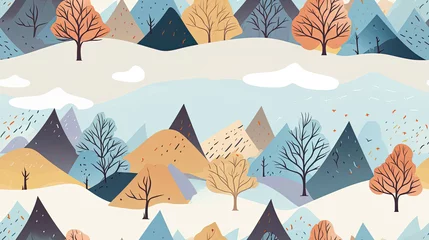 Garden poster Mountains winter landscape with trees and mountains