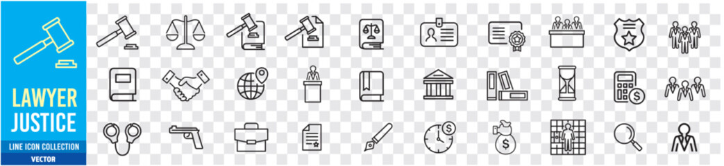 Lawyer and justice icons set vector