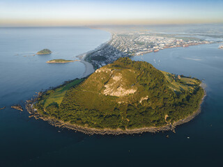 Aerial view of Mount Maunganui and Tauranga Harbour, New Zealand