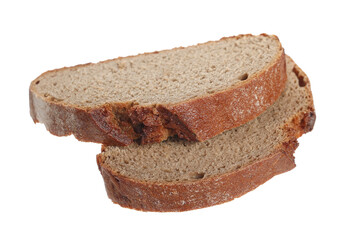 Rye integral bread slice for sandwich isolated on white, clipping path