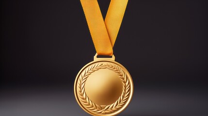 gold medal isolated on black background