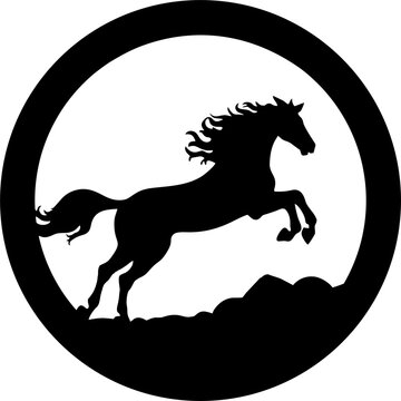 Silhouette of a black horse isolated symbol. Vector illustration
