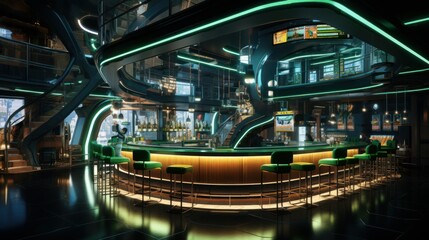 futuristic bar interior