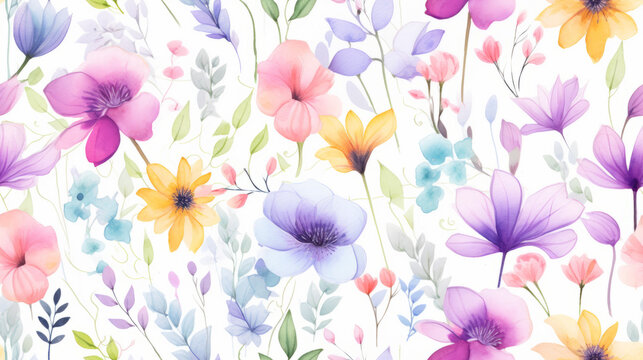 flowers background pattern seamless. watercolor