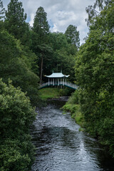 Pagoda style bridge over a river