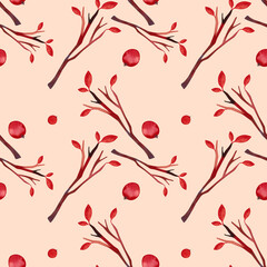 Watercolor seamless patern with autumn leaves. Seasonal wrapping paper. Fall. Raster illustration for packaging, wallapers, wrapping paper, textile.