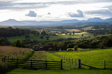 Fototapeta na wymiar Sunny fields in Scotland